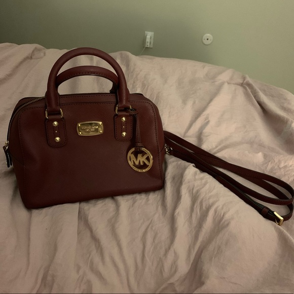 Maroon Michael Kors Handbag with Shoulder Strap - Picture 2 of 4